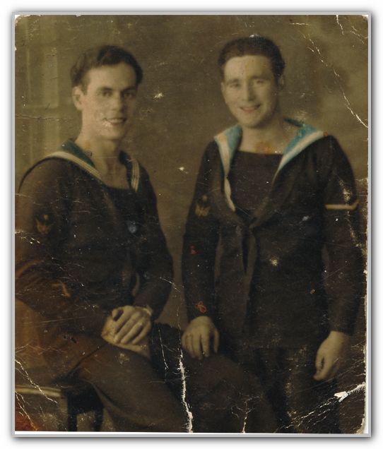 Navy photo of Dad and his mate Jock